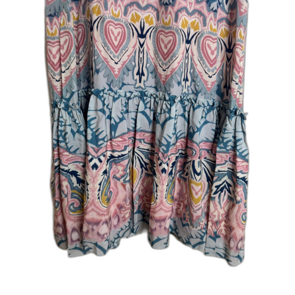 Etro ladies floral print boho butterfly keyhole midi silk dress size 44 us 10 - Picture 6 of 15